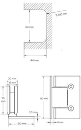Adjustable Shower Door Hinge Perth Series Wall-to-Glass Offset Hinge - Chrome